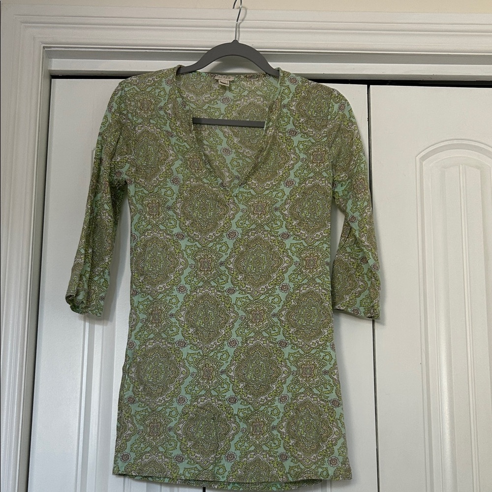 J. Crew Olive Paisley Women's Tunic